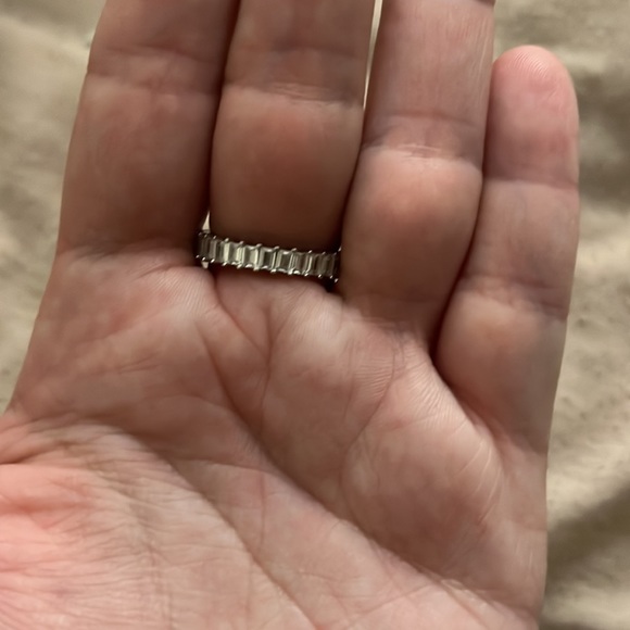 Sterling Silver Thin Baguette Eternity Band - Picture 2 of 4